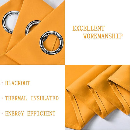 Orange Yellow Valances for Windows 70X18 Inches Blackout Thermal Insulated Valance with Grommet Top for Kitchen Living Room Short Straight Drape Valance for Bedroom Kids Room 1 Panel