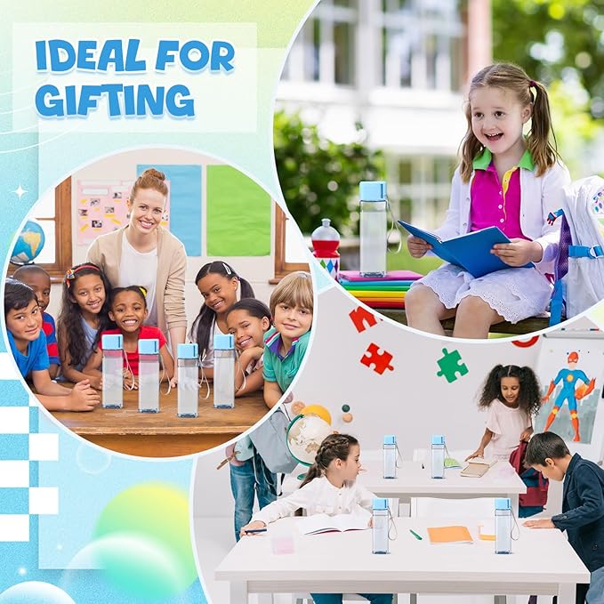 Mifoci 20 Pieces Water Bottle Bulk 17 oz Plastic Water Bottles Bulk Gym Sports Adults Reusable Large Water Bottles for Outdoor Fitness(Blue,Rectangle)