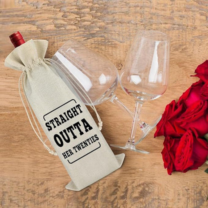 30 Years Old Happy Birthday Gift Wine Bag Funny 30th Birthday Gifts for Women Cotton Wine Wrap Bag Turning 30 Gifts Burlap Wine Bottle Bag 30th Anniversary Ideas Gift for Mom Wife Friend Sister