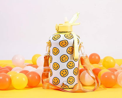 H2O Capsule 2.2L Half Gallon Water Bottle with Storage Sleeve and Covered Straw Lid – BPA Free Large Reusable Drink Container with Handle - Big Sports Jug, 2.2 Liter (74 Ounce)