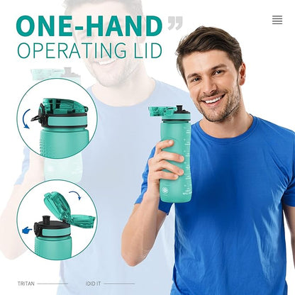 25oz Kids Sports Water Bottles for School with Spout Lid (Green)