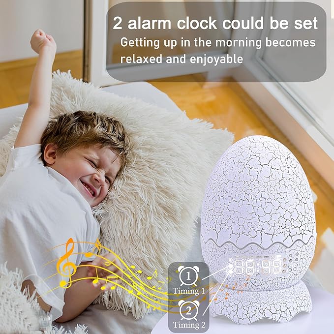 Dragon Egg Night Light with Digital Clock/Alarm Clock/Lullaby White Noise/Bluetooth Speaker, Dragon Egg Decor with Remote Control 16 Colors & Sleep Timer, Dragon Gifts for Kids/Adult