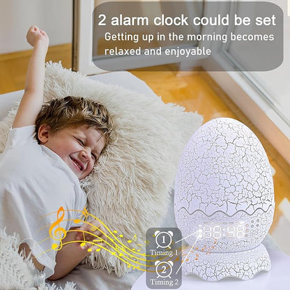 Dragon Egg Night Light with Digital Clock/Alarm Clock/Lullaby White Noise/Bluetooth Speaker, Dragon Egg Decor with Remote Control 16 Colors & Sleep Timer, Dragon Gifts for Kids/Adult