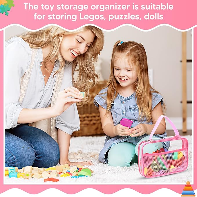 6 Packs Large Clear Toy Storage Bags, Reusable PVC Organizing Bags, zipper bags for organizing,Clear Zippered Blocks Bag Set,Waterproof Toy Storage Bags for Zipper,Puzzle, Kids Books,Board Games