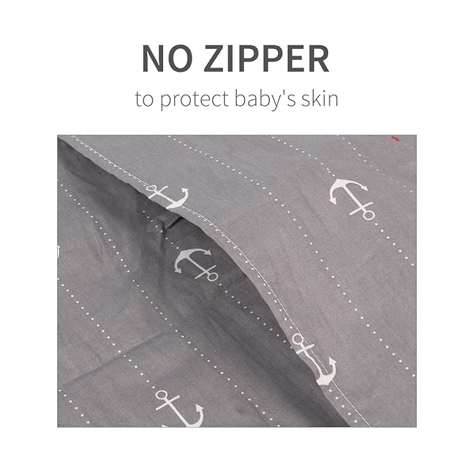 ALVABABY Travel Pillow Cover, Fits 13 x 18,12x 16 Kids Pillow, 2 Pack Organic Cotton Toddler Pillowcase, Envelope Baby Pillow Cover for Boys Girls, Sailboat+Anchor, 2TPW17