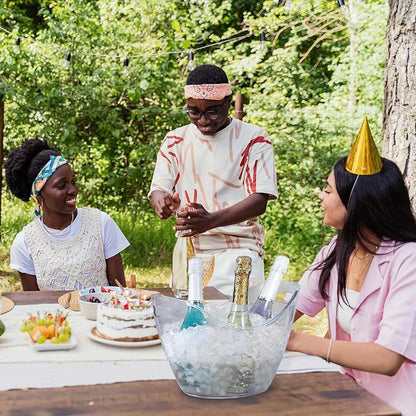 3-Pcs Ice Bucket - 4-Liter Food-Grade Clear Acrylic Champagne Bucket with Easy-to-Carry Handles, Fits 2 Wine Bottles or 5 Beer Bottles, Ideal for Parties