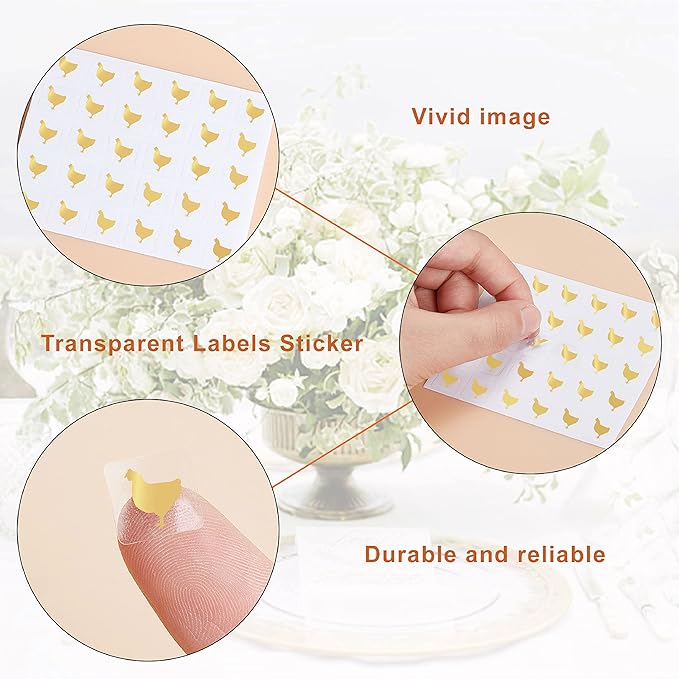 OLYCRAFT 1200pcs 4 Styles Gold Meal Stickers 1 Inch Food Choice Sticker Cow/Chicken/Fish/Carrot Wedding Meal Indicator Stickers Kitchen Stickers Meal Stickers for Place Card Wedding Party Supplies