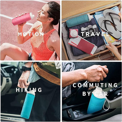 SPECIAL MADE Collapsible Water Bottles Cups Leakproof Valve Reusable BPA Free Silicone Foldable Travel Water Bottle Cup for Gym Camping Hiking Travel Sports Lightweight Durable