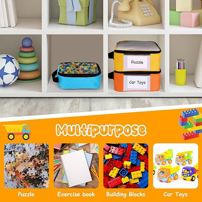 6 Packs Toy Storage Bags with Zipper, Clear PVC Organizing Bags,Waterproof Toy Storage Bags,Toy Organizing Bags for Building Blocks, Books, Puzzle