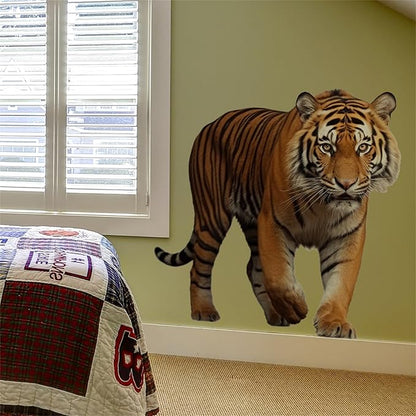 Lifelike Tiger Wall Decal 3D Animals Wall Sticker Safari Wall Decor for Nursery Kid'sroom School Classroom Livingroom Bedroom Bathroom Decoration (Lifelike Tiger 10)