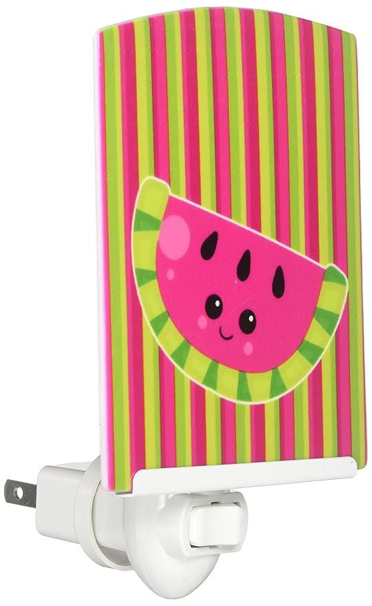 Caroline's Treasures BB6987CNL Watermelon Face Ceramic Night Light Compact, UL-Certified, Ideal for Bedroom, Bathroom, Nursery, Hallway, Kitchen, 6x4x3, Multicolor