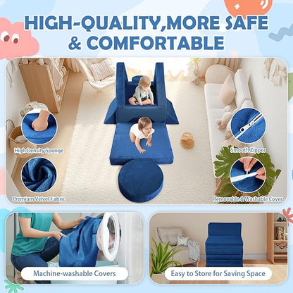 2024 New Modular Kids Play Couch, 12pcs Toddler Sofa Couch Building Fort, Versatile 300+DIY Creativing Playroom Bedroom Furniture for Toddlers. Convertible Kids Sofa and Cushion for Boys and Girls