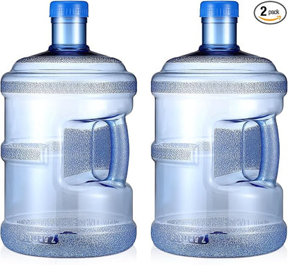 2 Pieces Water Jugs Round Plastic Water Bottle Portable Water Jug with Handle Leakproof Screw Cap Reusable Large Capacity Water Bottle for Camping Outdoor Travel Gym Use(2 Gallon)