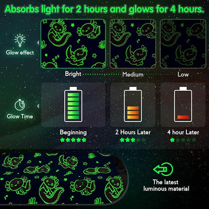 Axolotl Gifts Toys for Girls Kids - Axolotl Blanket Glow in The Dark for Toddler Bedroom Decor Axolotl Gifts Toys for Kid 3 4 5 6 7 8 9 10 11 12