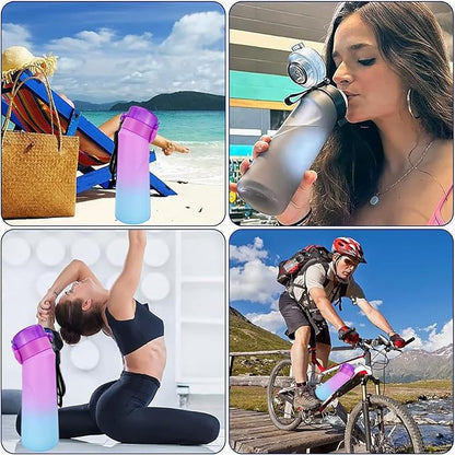 Air Water Bottle,750ML Scent Water Cup with 3 Flavour Pods,Leak Proof Sports Water Cup with Straw Suitable for Outdoor Sports,Gifts From Friends, Birthday Gifts (Gradient Purple + 3pods)