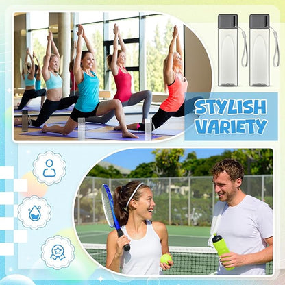 Mifoci 20 Pieces Water Bottle Bulk 17 oz Plastic Water Bottles Bulk Gym Sports Adults Reusable Large Water Bottles for Outdoor Fitness(Grey, White, Black,Rectangle)