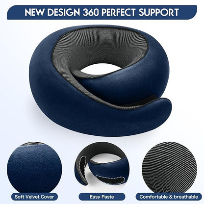 2024 New Memory Foam Travel Neck Pillow for Airplanes，Ultimate Comfort and Support, Ideal for Airplane and Car Travel ，Compact, Convenient, and Versatile Airplane Sleeping Pillow.