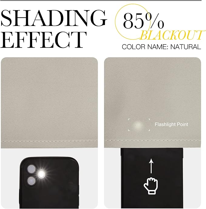 NICETOWN Kitchen Curtains, Short Curtains for Bedroom Windows, Thermal Insulated Room Darkening Curtain Panels for Girls Room, Cafe (Natural, 34" W by 63" L, 1 Pair)