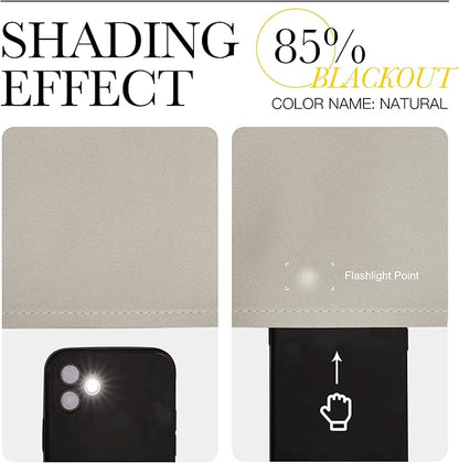 NICETOWN Kitchen Curtains, Short Curtains for Bedroom Windows, Thermal Insulated Room Darkening Curtain Panels for Girls Room, Cafe (Natural, 34" W by 63" L, 1 Pair)