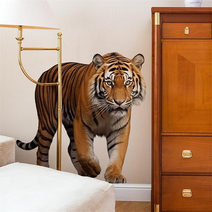 Lifelike Tiger Wall Decal 3D Animals Wall Sticker Safari Wall Decor for Nursery Kid'sroom School Classroom Livingroom Bedroom Bathroom Decoration (Lifelike Tiger 10)