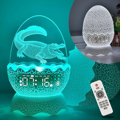 Alligator Egg Night Light for Bedroom, Remote Control & White Noise Bluetooth Speaker, 14 Colors LED Night Lights for Kids Room, Best Gift & Decoration for Children's and Adults' Bedroom