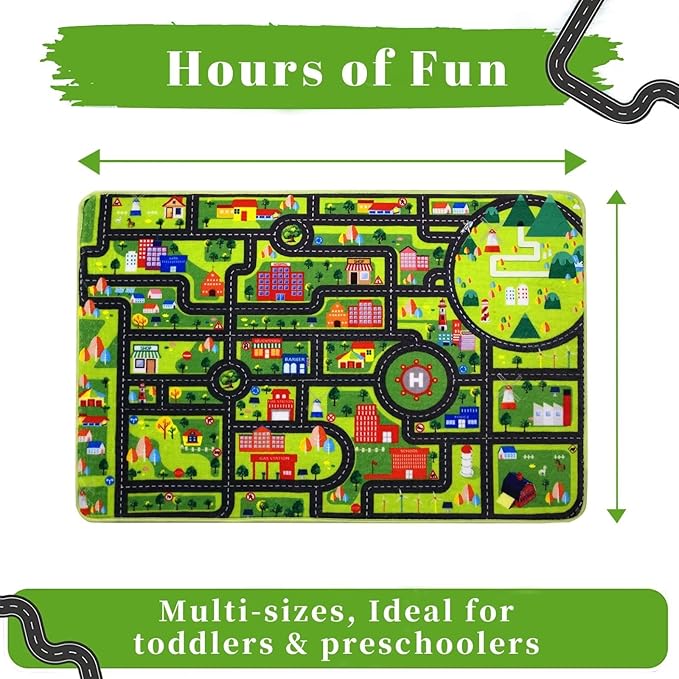 Kids Rug 4ft Round Rug Baby Play Mat City Life Playmats Roads Traffic Soft Learning Circle Rug Play with Cars and Toys Toddlers Fun Learning Play Carpet for Bedroom Nursery Playroom Classroom