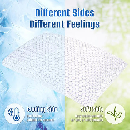 Shredded Foam Pillow for Sleeping, Cooling Bed Pillows Set of 2, Adjustable Pillows for Side, Back, Stomach Sleepers with Washable Pillowcase (Standard Size, Purple)