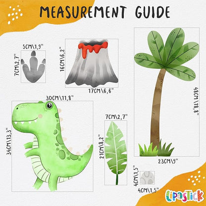Large Dinosaur Wall Decals by Lipastick - 110 pcs Watercolour Dinosaur Kids Wall Stickers - Dinosaur Footprints Silhouettes Decals for Walls – Peel and Stick Decal for Kids Bedroom Nursery L Size