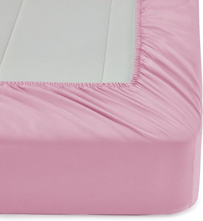 Amazon Basics 5 Piece Microfiber Kid's Bed-in-a-Bag Bedding Set, Twin, Pink, Solid