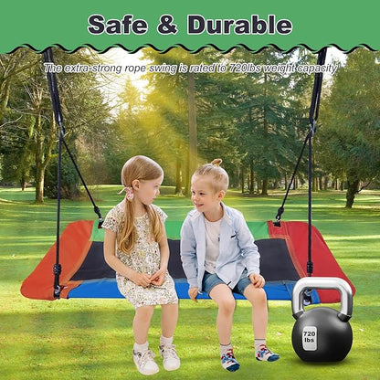 60" Platform Tree Swing, Waterproof Flying Swing Seat, 720lbs Weight Capacity, with Adjustable Hanging Straps, Swing Sets for Backyard, for Indoor and Outdoor Playground