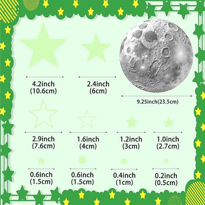 965 PCS Glow in The Dark Stars and Moon for Ceiling, Luminous Stars and Planet Wall Decals, Kids Room Decor, Glowing Galaxy Wall Stickers for Nursery Decorations (Green)