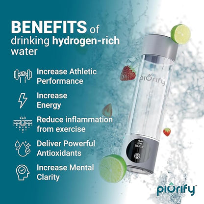 9.5 Oz Hydrogen Water Bottle Generator - Easy to use Portable Water Tumbler with advanced SPE/PEM Technology - Purification Vent - 3000ppb Pure Hydrogen