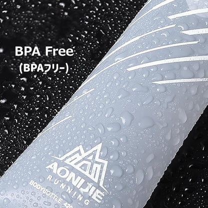 Azarxis TPU Soft Flask Folding Collapsible Water Bottles BPA-Free for Hydration Pack - Ideal Trail Running Hiking Cycling Climbing (500ml/16.91oz - 2 Pack)