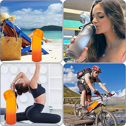 Air Water Bottle,750ML Scent Water Cup with 3 Flavour Pods,Leak Proof Sports Water Cup with Straw Suitable for Outdoor Sports,Gifts From Friends, Birthday Gifts (Gradient Orange + 3pods)
