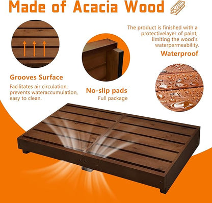 Outdoor Steps 3.5'' Height, Indoor Wooden Step Stool with Non Slip Pads, Step for Outside, Safety Stepping Stool for Hanicap, Kids, Bathroom, Kitchen, Bed (Walnut Color)