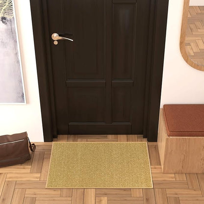 Machine Washable Modern Solid Design Non-Slip Rubberback 2x3 Pack of 2 Traditional Area Rug for Entryway, Bedroom, Kitchen, Bathroom, 2'3" x 3' - Pack of 2, Beige