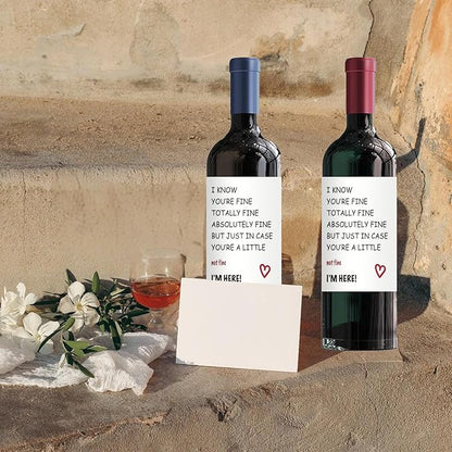 24Pcs Funny Encouragement Wine Bottle Label for Women Men, Thinking of You Wine Bottle Label for Husband Wife, Get Well Soon Wine Bottle Stickers, You’re Totally Fine I’m Here for You