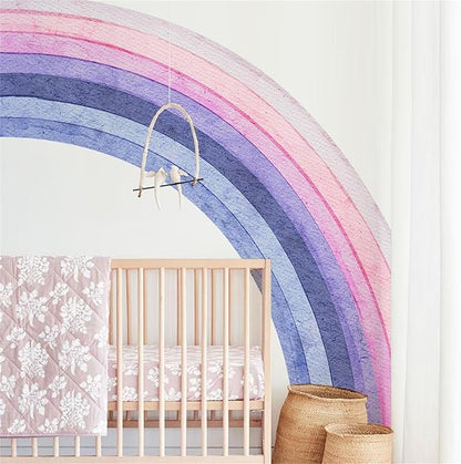 Waterproof Removable Vinyl Huge Rainbow Wall Decal Sticker for Nursery Kidsroom School Classroom Livingroom Bedroom Bathroom Decorations Art Kids Graduation Boho Cute Decals