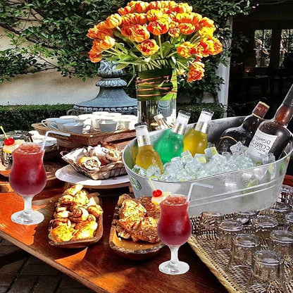 4 Pack Metal Ice Bucket, Galvanized Tub Ice Buckets For Parties, 4 Gallon Large Ice Bucket, With 2 Ice Bucket & 2 Tongs Cooler Bucket, For Festive Party Drink Cocktail Bar Champagne Bottle Bucket