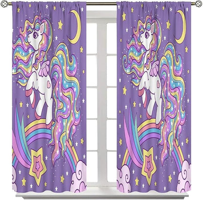 Kids Unicorn Curtains Kids Girls Boys Rainbow Unicorn Pattern Blackout Curtains Bedroom Curtains 42x45 Inches 2 Panels