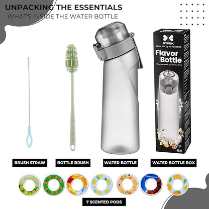 Air Water Bottle 650ML - Scented Air Water up Bottle with 7 Flavor Pods, BPA-Free Tritan, With Cleaning Kit | Sugar-Free Hydration Solution Flavored Water Bottle