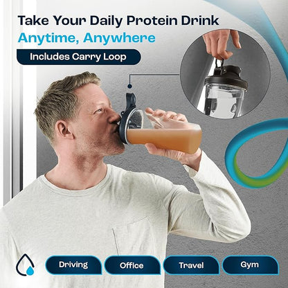 AQUAFIT Protein Shaker Bottle - Shaker Cups For Protein Shakes - Shaker Bottles For Protein Mixes, Protein Shaker Cup Bottle, Workout Shaker Bottle, Protein Shake Bottle, Mixer Bottle (Clear-Black)