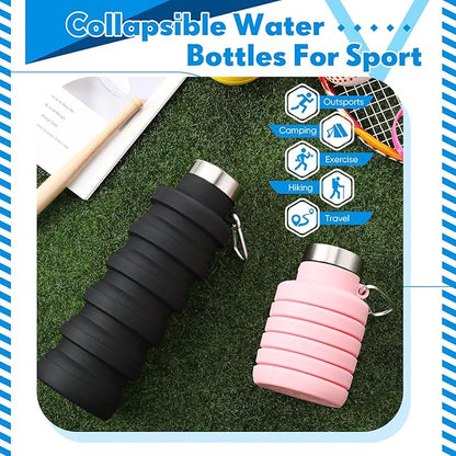 17oz Collapsible Water Bottles for Travel 500ml Reusable Foldable Silicone Water Bottle with Portable Buckle Silicone for Camping Hiking Sport