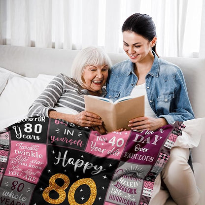 80th Birthday Gifts For Women, 80th Birthday Gift Blanket 50"X60", Best Gifts For 80 Year Old, 80th Birthday Decorations, 80 Year Old Birthday Gifts For Women, Birthday Gifts For 80 Year Old