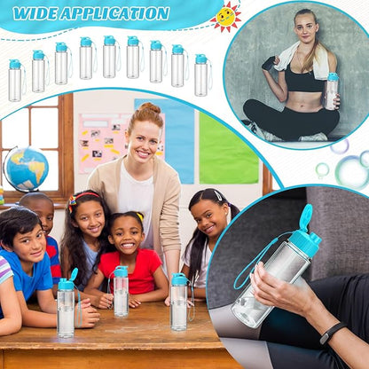 Mifoci 20 Pieces Water Bottle Bulk Plastic Water Bottles Bulk Gym Sports Adults Reusable Large Water Bottles with Leak Proof Flip Top for Party Outdoor(17 oz,Sky Blue)