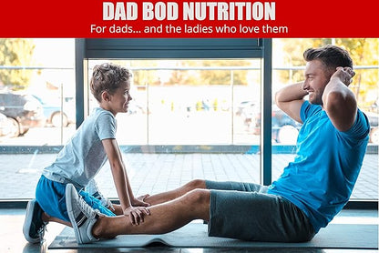 Dad Bod Nutrition Funny Protein Shaker Bottle 28 Ounce Water Cup (Black Lid)