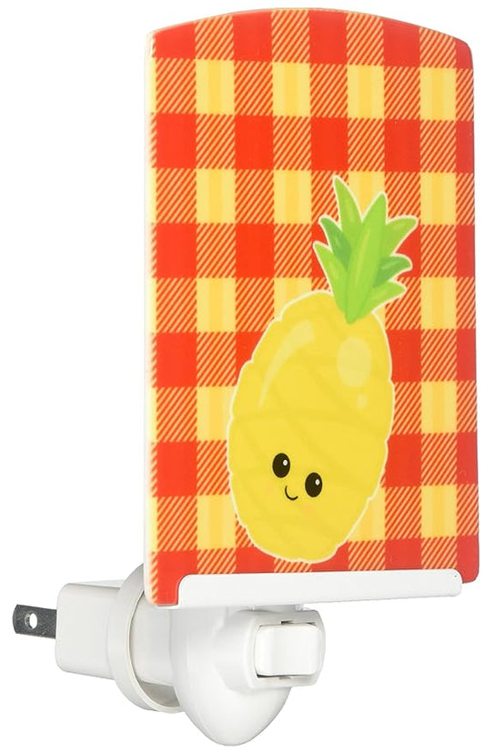 Caroline's Treasures BB6992CNL Pineapple Face Ceramic Night Light Compact, UL-Certified, Ideal for Bedroom, Bathroom, Nursery, Hallway, Kitchen, 6x4x3, Multicolor