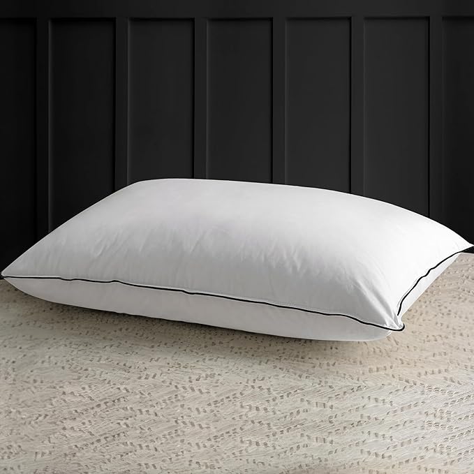 APSMILE Medium Firm Feather Down Pillows King Size Pack of 1, Luxury Goose Feather Pillow for Sleeping, 600TC/DM Organic Cotton Cover Hotel Collection Bed Pillows (White, 20"x36")