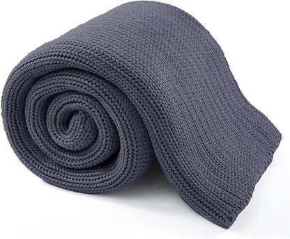 Knitted Weighted Blanket(Dark Grey 50"x60" 7lbs),Home Décor Cooling Throw Blanket for Hot Sleepers,Hand Made Chunky Knit Heavy Blanket Use on Twin Size Bed