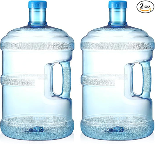 2 Pieces Water Jugs Round Plastic Water Bottle Portable Water Jug with Handle Leakproof Screw Cap Reusable Large Capacity Water Bottle for Camping Outdoor Travel Gym Use(3 Gallon)